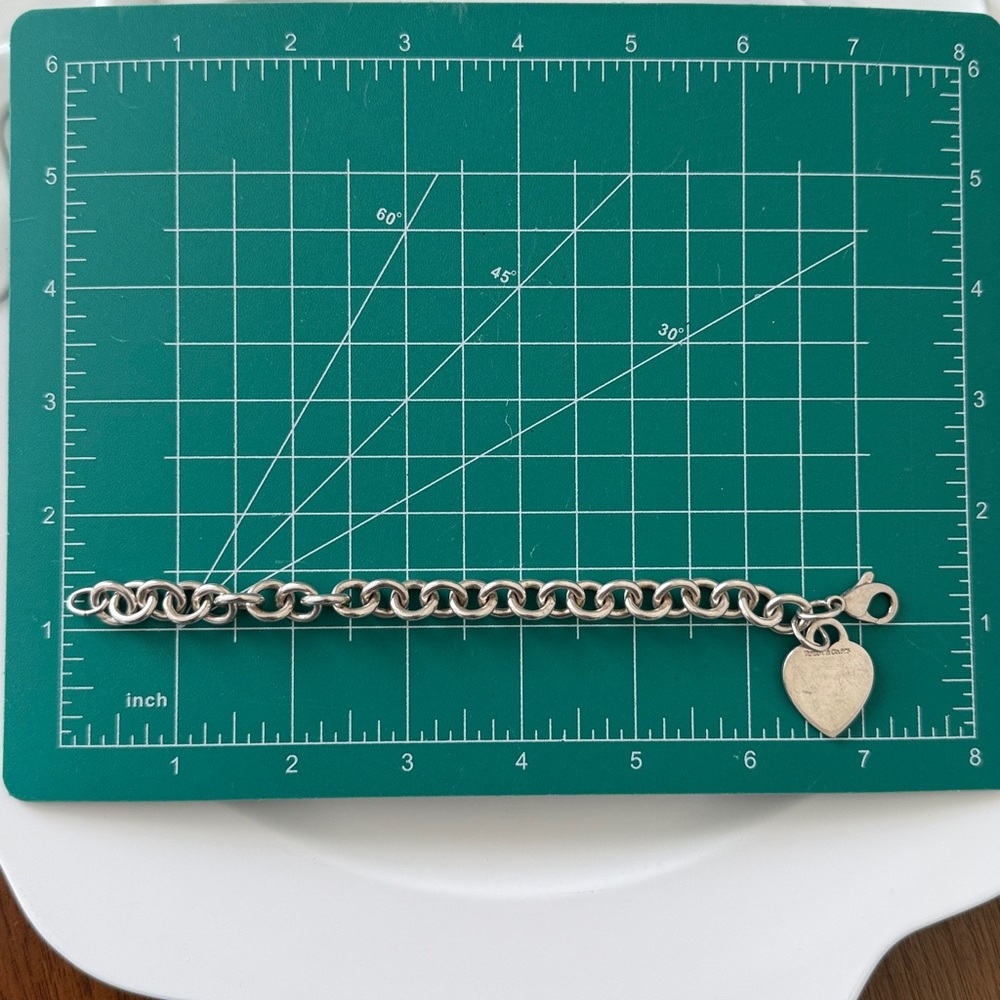 Tiffany & Co. Sterling Silver 925 Bracelet with Heart Charm - Vintage - Picture 6 of 11